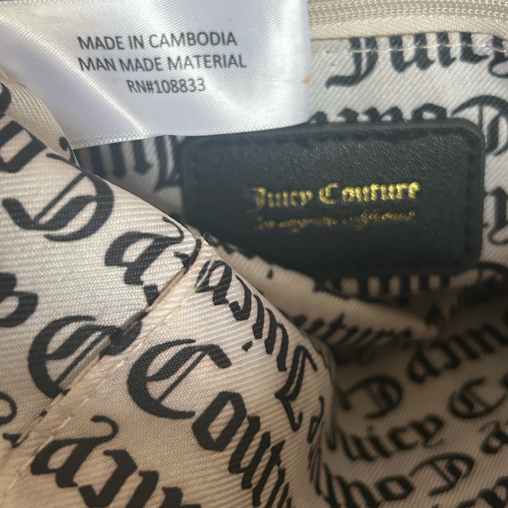 Y2K Juicy Couture Black Mini Shoulder Bag All Over Logo Print Vintage Rare Glam - Picture 10 of 11
